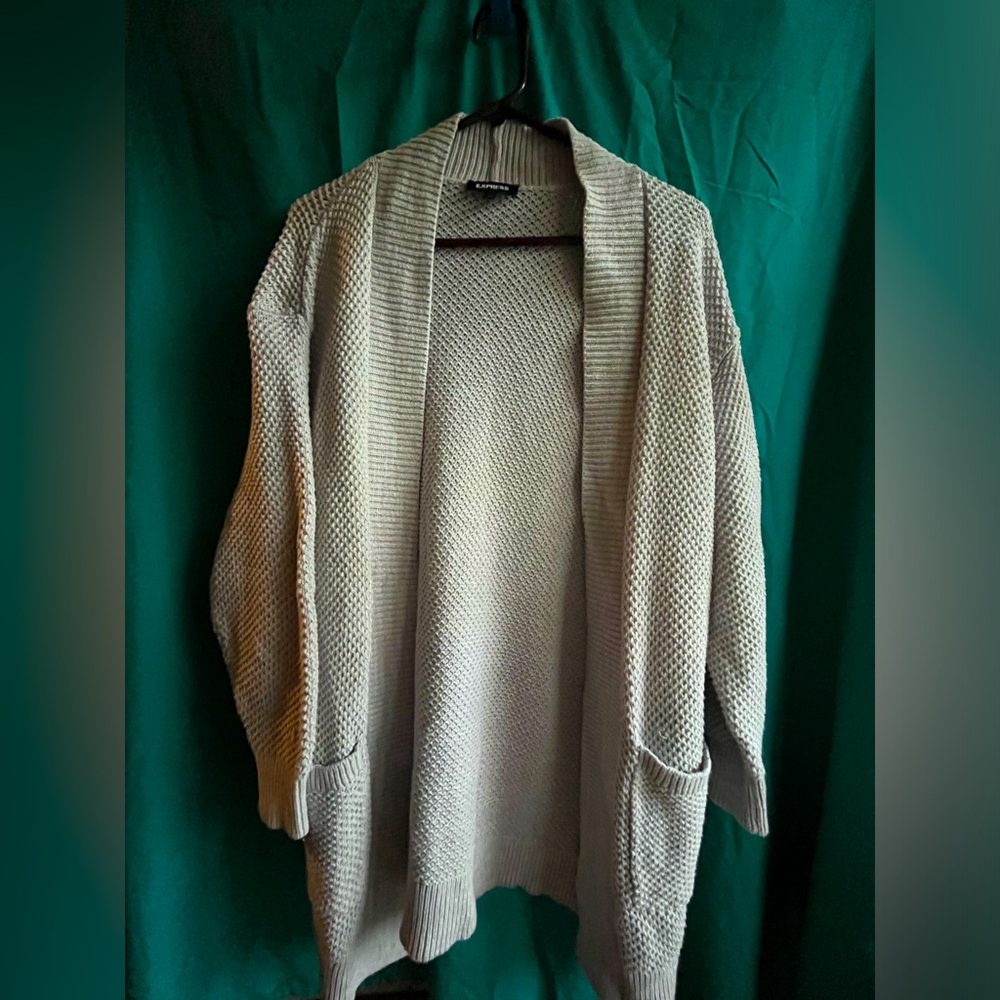 Express Grey Cardigan Sweater, Size Medium